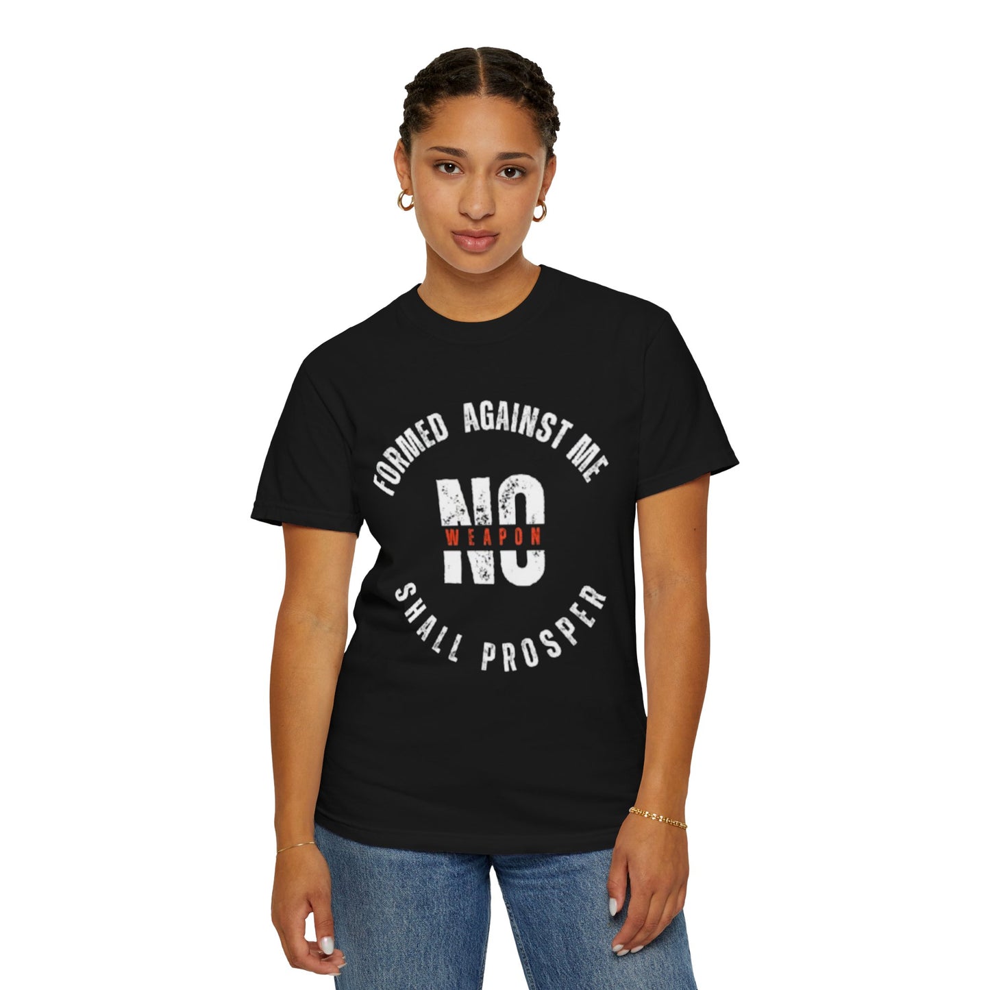 Unisex Motivational T-Shirt - 'No Weapon Formed Against Me Shall Prosper'