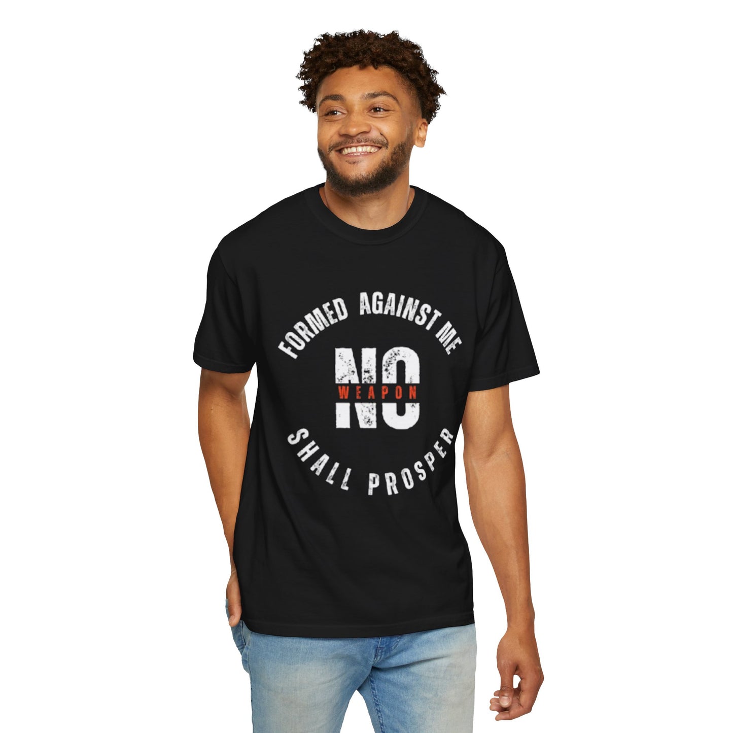 Unisex Motivational T-Shirt - 'No Weapon Formed Against Me Shall Prosper'